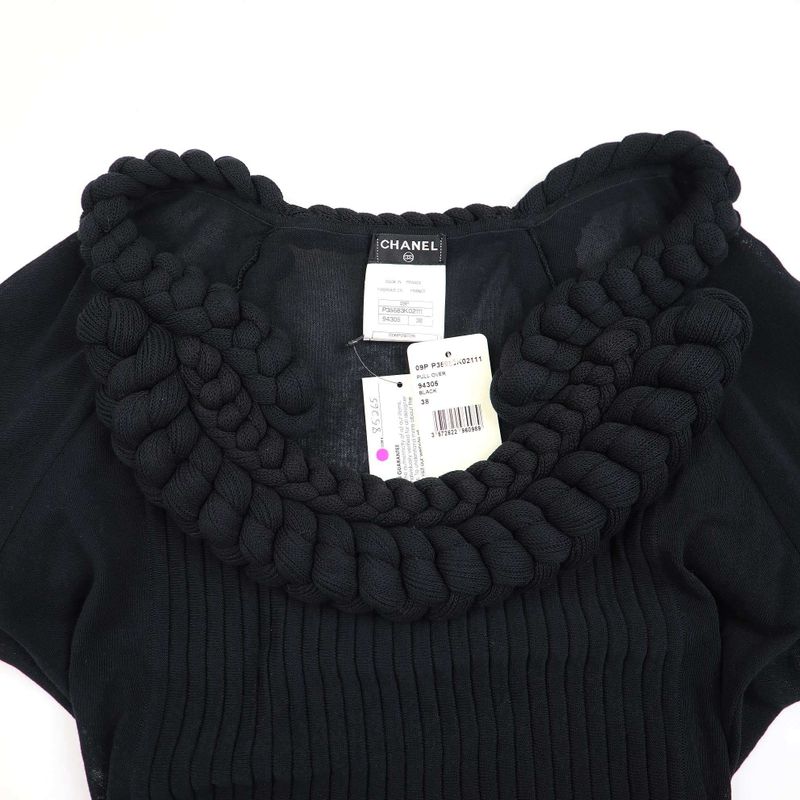 Chanel 09ss Rope Design Pullover Top P35683k02111 Black 38