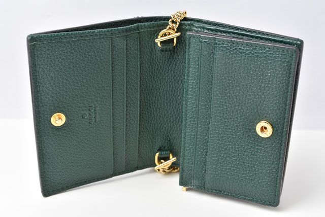 Gucci Mini Wallet Fold Wallet 570660 Zumi Chain Wallet In Dark Green