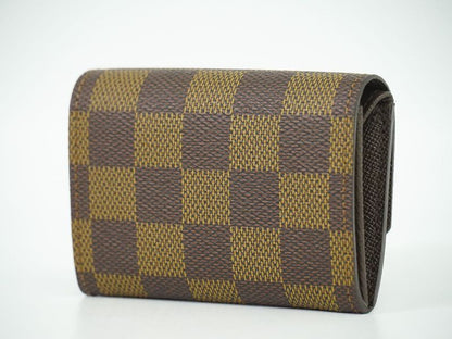 Authentic Louis Vuitton LV Porte Monnaie Pla Damier Ebène Coin Case Coin Case