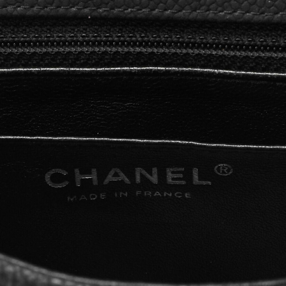 Chanel Shoulder Bag Mini Matelasse Caviar Skin Black Single Flap Turnlock