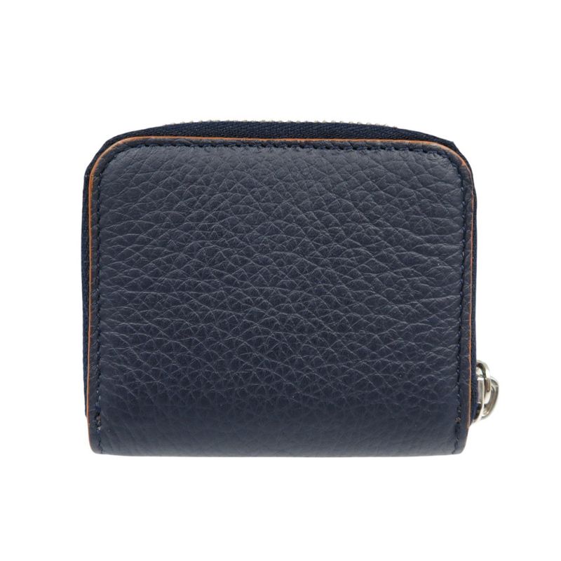 Dior Homme Leather Silver Hardware Navy Orange Round Zipper Coin Case 0559 DIOR