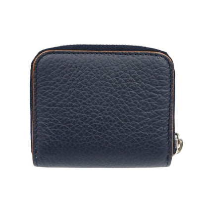 Dior Homme Leather Silver Hardware Navy Orange Round Zipper Coin Case 0559 DIOR