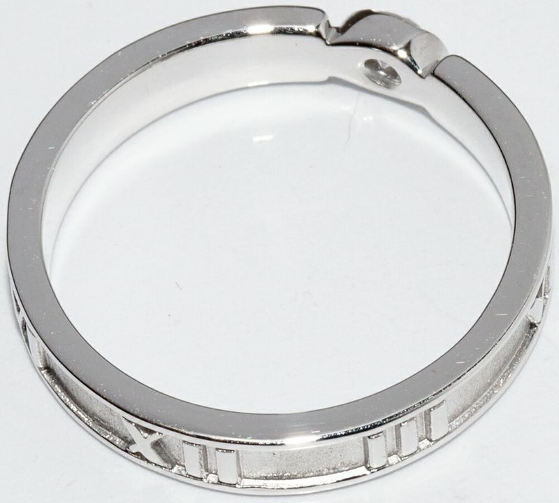 Tiffany & Co Ring 18K White Gold Diamond 1P Atlas Closed Ring Narrow Ring