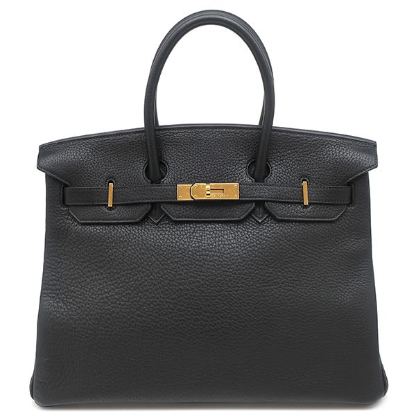 Hermes Handbag Birkin 35 Fjord Black Gold Hardware Black H Engraved [storage