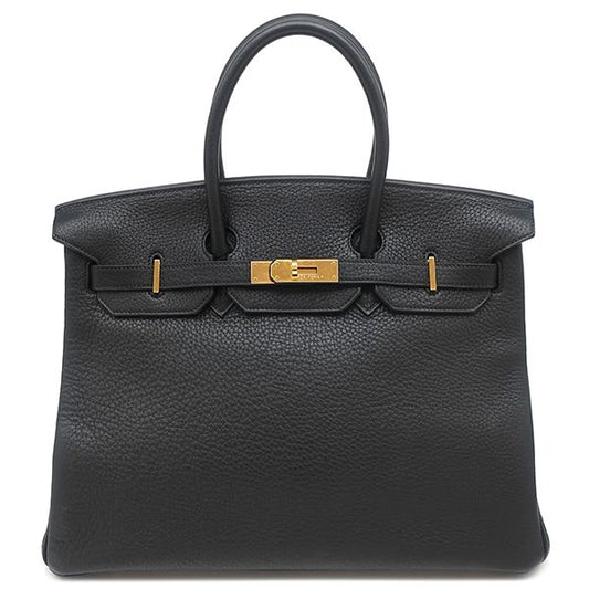 Hermes Handbag Birkin 35 Fjord Black Gold Hardware Black H Engraved [storage