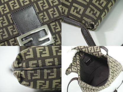 Authentic Fendi Zucchino Shoulder Bag Pochette Canvas Brown 8bt075 Zucchino Bag