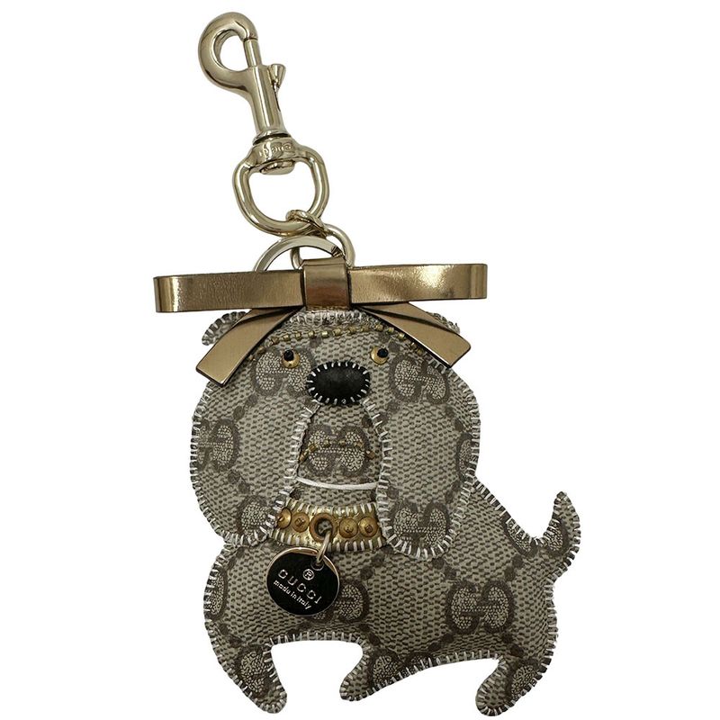 Gucci Key Holder Women's Men's Brand GG Plus Guccioli Bulldog Gray Bulldog Cute