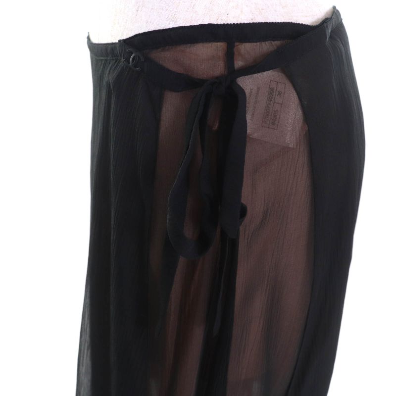 CHANEL P70007 100% Silk With Coco Hardware Side Ribbon Knee-length Chiffon