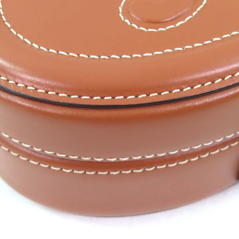 Celine 198613 Oval Minaudiere Cuir Triomphe Smooth Calfskin Leather Handbag Tan