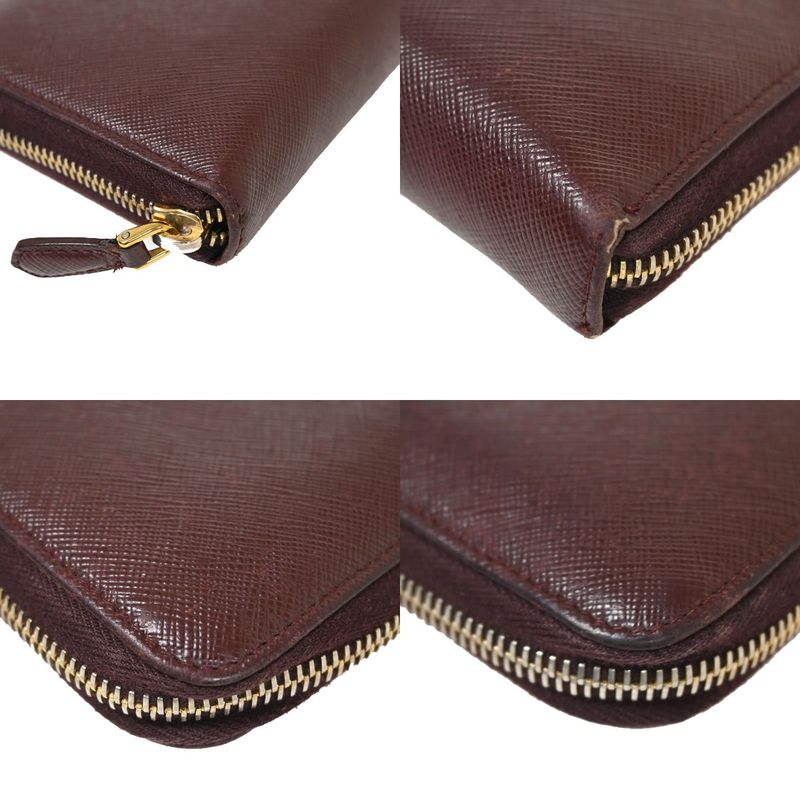 Prada Long Wallet Round Zipper Bordeaux Leather 02bs192