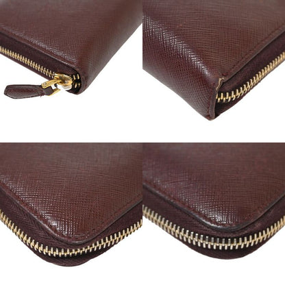 Prada Long Wallet Round Zipper Bordeaux Leather 02bs192