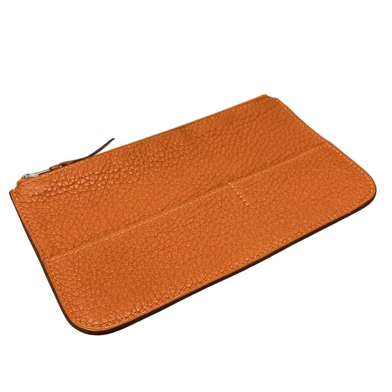 Hermes Dogon GM Orange Silver Hardware Leather Long Wallet