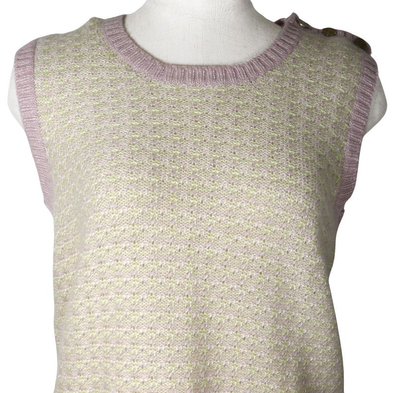 Chanel Knit 05P P25397v01844 Cashmere And Rayon Pink/yellow Green Ladies Vest