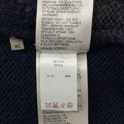 Bottega Veneta | Wool Bicolor Crewneck Knit | 46 | Navy Gray | Men's