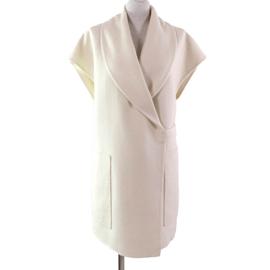 Hermes 23AW 3h0141da 100% Cashmere Leather Used Belt Design Long Gilet Vest Off