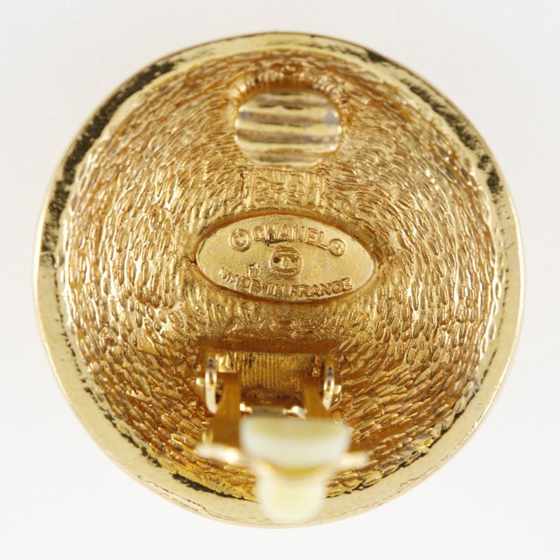 Chanel Coco Mark Matelasse Vintage Gold Plated Ladies 27.8g Earrings