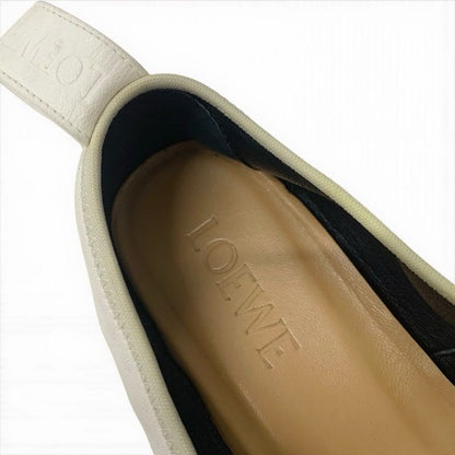 Loewe Flat Shoes Leather White Gold Anagram Soft Derby Lace Up