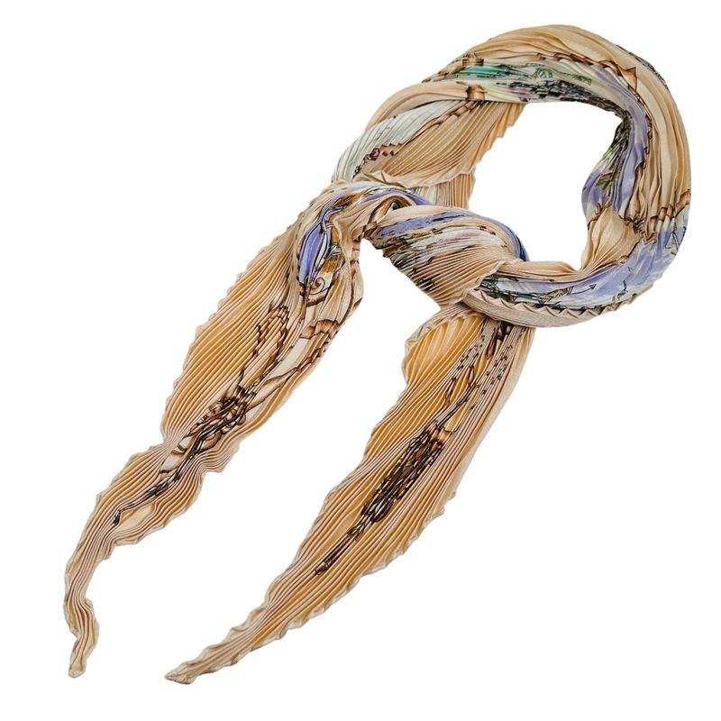 Hermes Pleated Carré Pleated Scarf Mughal Dynasty Horse Scarf Hermes Pink Beige