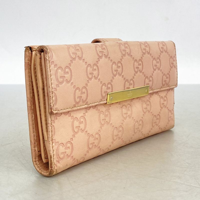 Guccissima 112715 Leather Pink Gold Hardware Women's Long Wallet