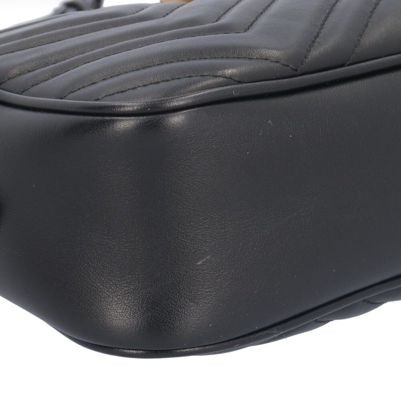 Gucci GG Marmont Shoulder Bag Leather 447632 Black Ladies Gucci  Gucci