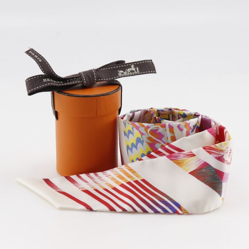 Hermes Twilly Kyoto Marble Silk White Rose Women's Scarf