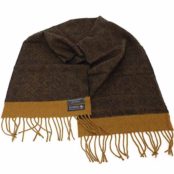 Christian Dior Monsieur Christian Dior Monsieur Lamb's Wool Scarf Black Brown S