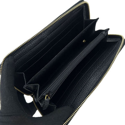 Gucci Round Zipper Long Wallet Zippy Wallet 456117 GG Marmont Black Leather