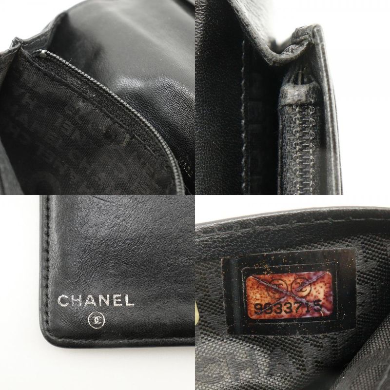Chanel Icon Coco Mark NO5 Calf Black Ladies Long Wallet