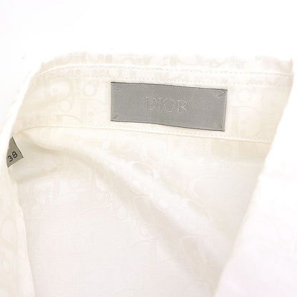 Dior Oblique Short Sleeve Shirt Size 38 White Silk Cotton