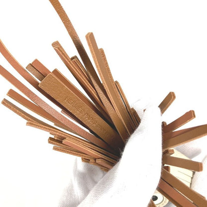 Hermes Charm Bagcharm Charm Chouette Owl Leather Gold/black/nata Brown