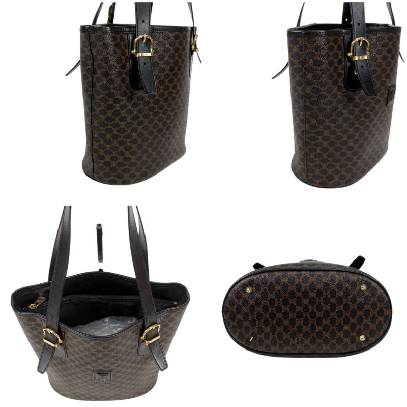 Celine Mini Tote Bag Black Macadam Pvcleather Bucket Shape Bucket