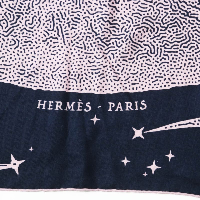 Hermes Carre Geant Clair DE LUNE Cles De Lune Cashmere Silk Large Scarf /