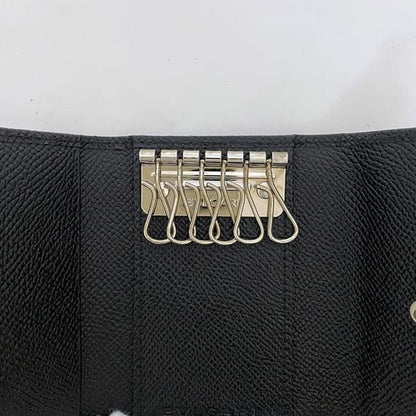 Bulgari 6ring Key Case Black Logomania Unused Excellent Condition Grained