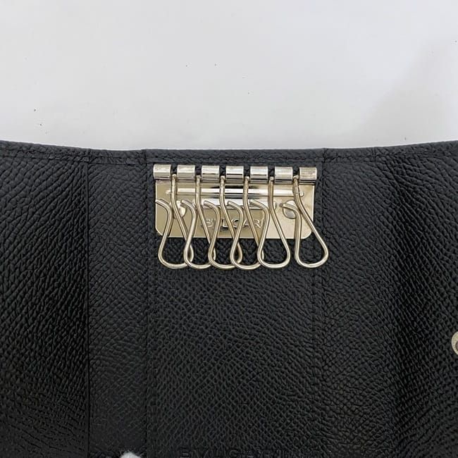 Bulgari 6ring Key Case Black Logomania Unused Excellent Condition Grained