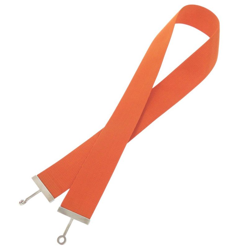 Hermes Hook Belt Waist Belt Nylon Metal Orange Engraved I 0566 Hermes