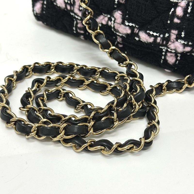 Chanel Shoulder Bag Mini Matelasse Mini Tweed Black