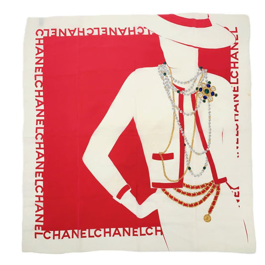 Chanel Scarf Mademoiselle Silhouette Red Off-white Logo Bijoux Necklace Jewelry