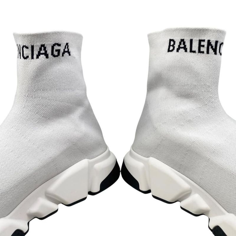 Balenciaga Sneakers Speed Trainers 549823 41 Size Knit Logo White Balenciaga