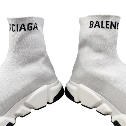 Balenciaga Sneakers Speed Trainers 549823 41 Size Knit Logo White Balenciaga