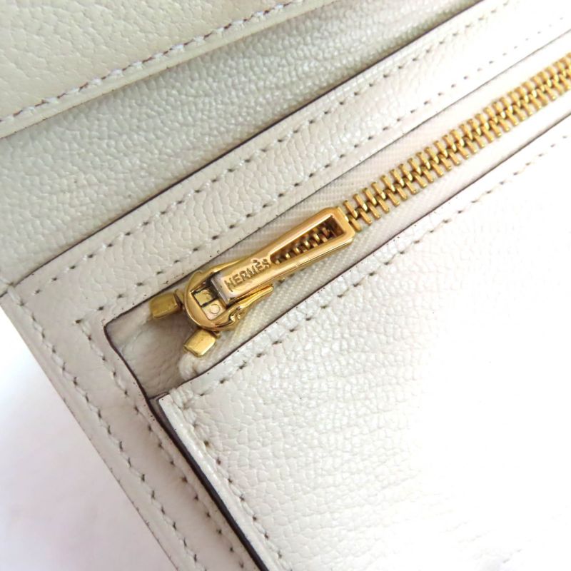 Hermes Bearn Combine Nata Gold Hardware H Logo Hardware Compact Wallet Chevre