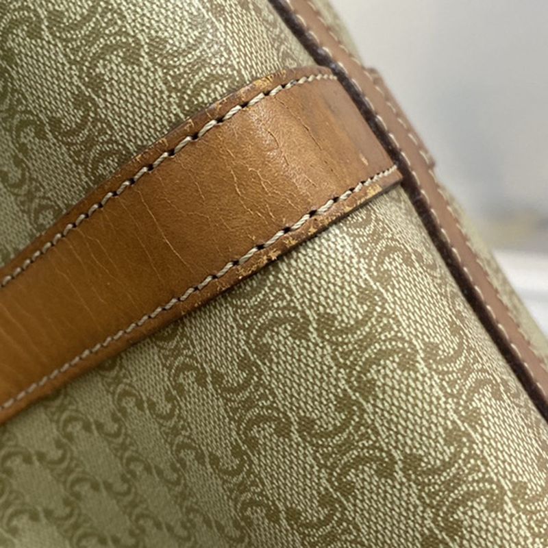 Celine Shoulder Bag Macadam Pattern Pvcleather Beige 64ka847