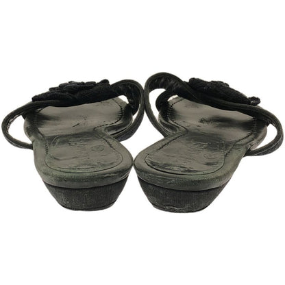 Chanel Camellia Strap Leather Sandals Black