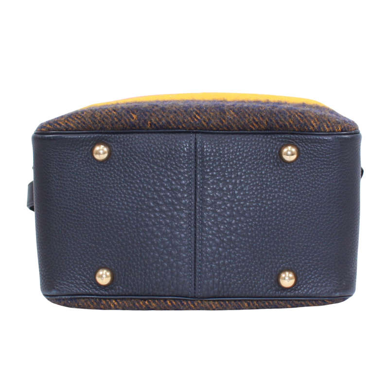 Hermes Lo Cabasall Victoria Leather X Wool Yellow X Orange X Navy Shoulder Bag