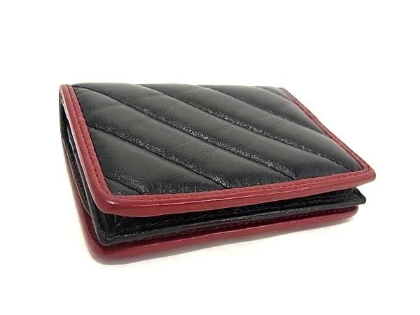Gucci 573811 GG Marmont Leather Bifold Wallet Women's Black And Red