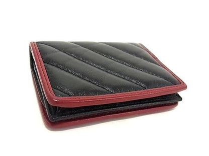 Gucci 573811 GG Marmont Leather Bifold Wallet Women's Black And Red