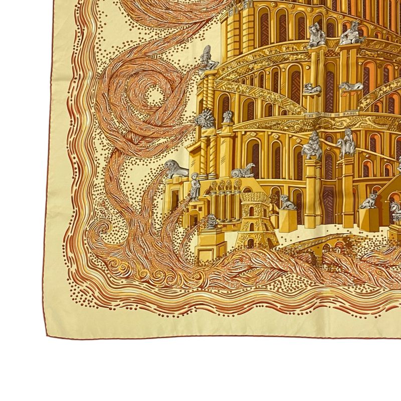 Hermes Carre 90 LES Rivieres DE Babel River Of Babel Scarf 100% Silk Yellow