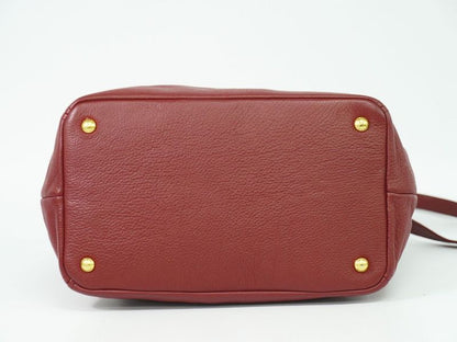 Authentic Prada Leather 2WAY Shoulder Bag Handbag Pochette Bordeaux Bag