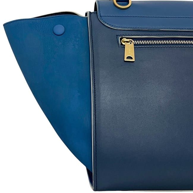 Celine 2 Way Bag Trapeze Blue Navy Excellent Condition Leather Preowned