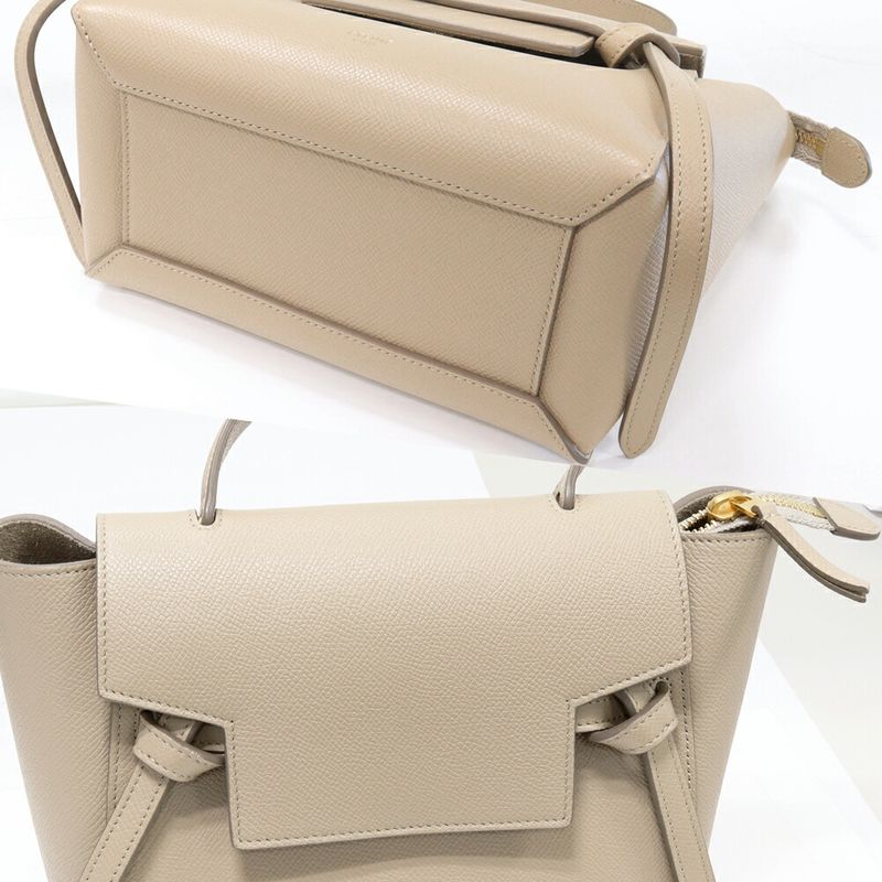 Celine Handbag Shoulder Bag Belt Bag Nano Grained Calf Light Taupe Gold