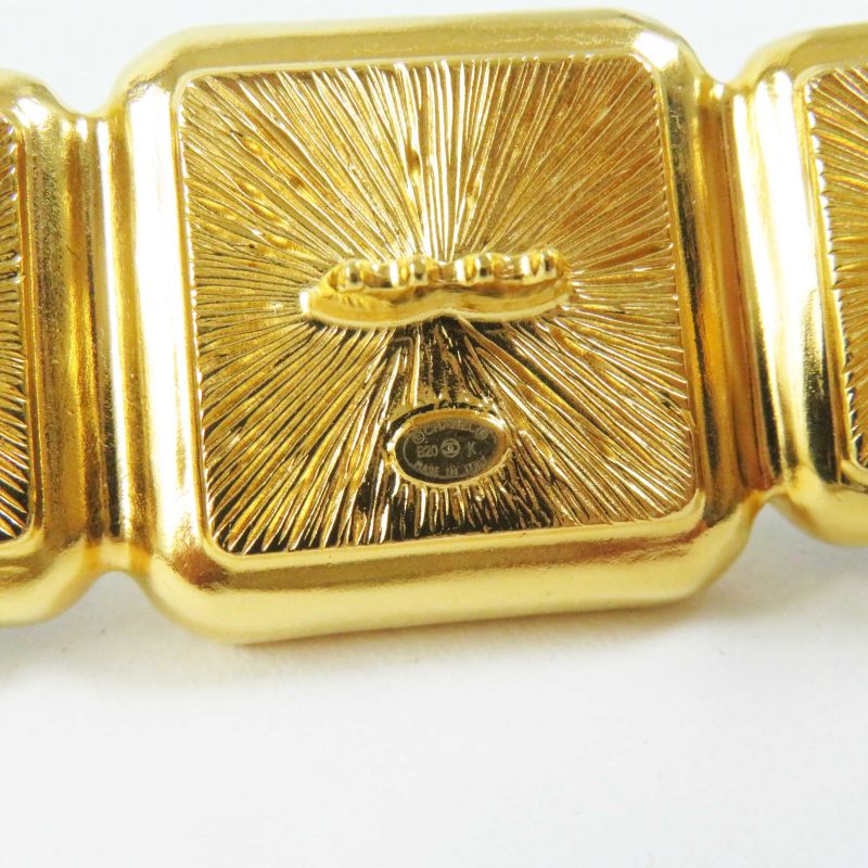 CHANEL B20K Coco Mark Hair Accessory Barrette Black Gold With Box Made In Italy